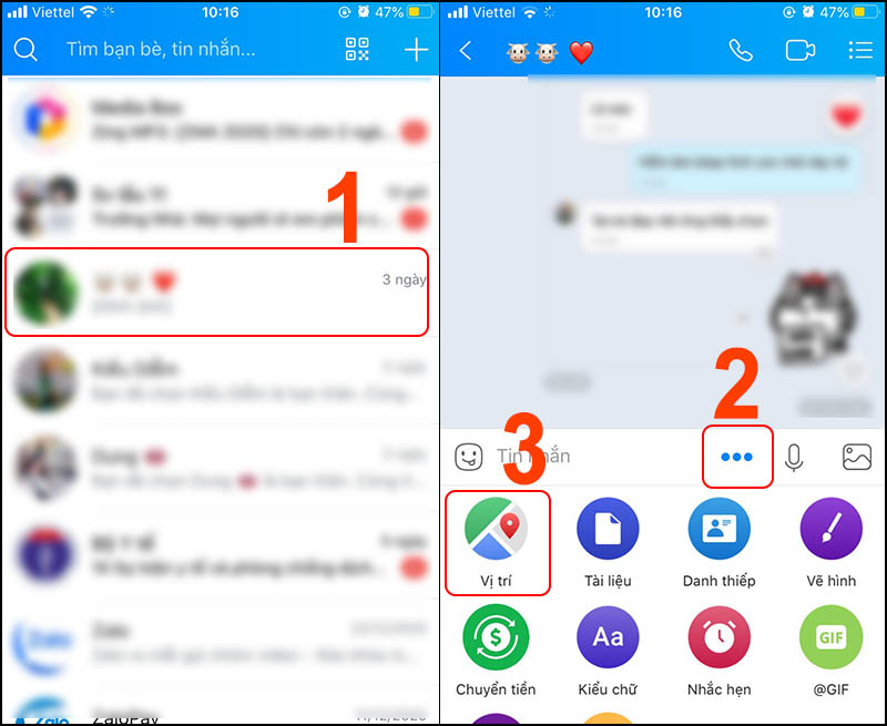 cách gửi định vị qua zalo